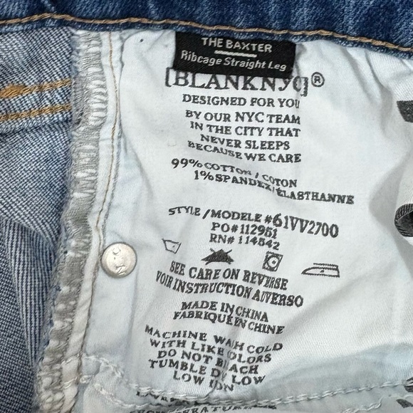 BLANK NYC The Baxter Ribcage Straight Leg High Rise Distressed Denim Jeans 28 6 - Picture 8 of 17